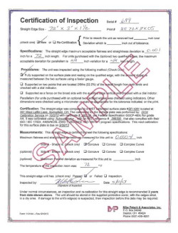 Inspection Certificate sample